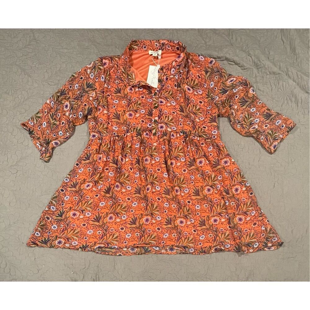 Simply Noelle XXL Orange Floral Short Dress New